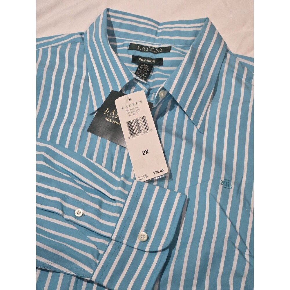 Lauren Ralph Lauren Shirt Womens 2XL Button Up Long Sleeve Non Iron NEW!